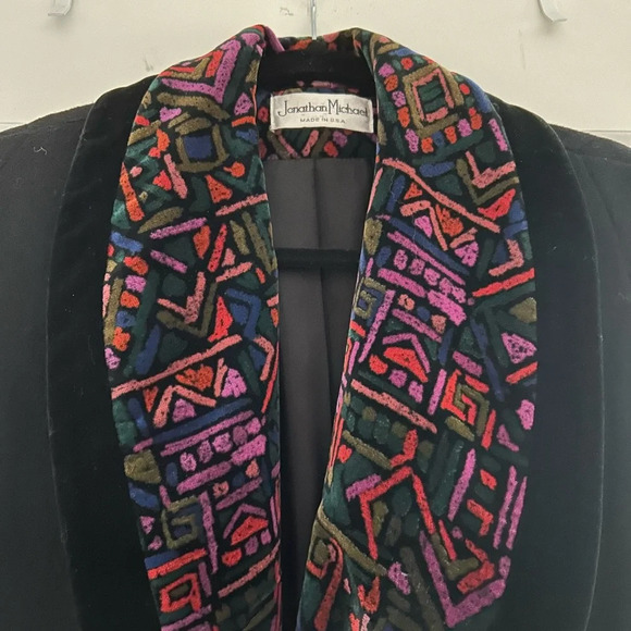 Vintage Jonathan Michael Black Long Wool velvet shawl collar Dress Coat - Picture 3 of 10